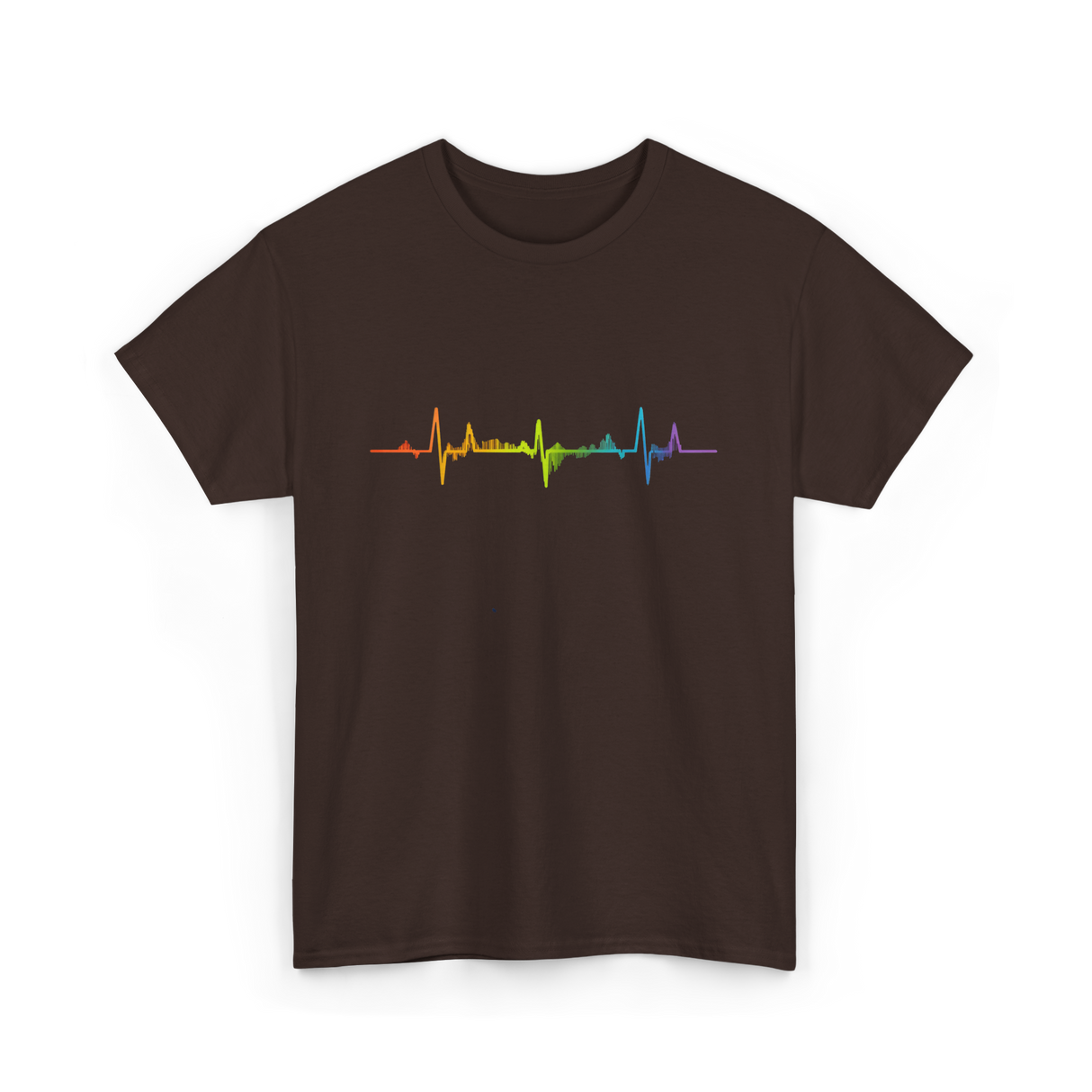 Heartbeat Pride LGBTQ Ally T-Shirt - Dark Chocolate