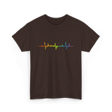 Heartbeat Pride LGBTQ Ally T-Shirt - Dark Chocolate