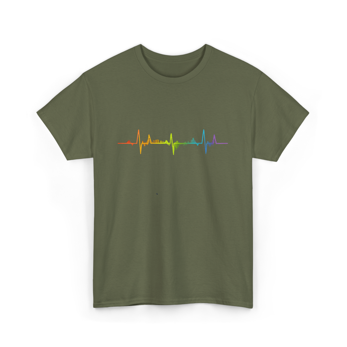 Heartbeat Pride LGBTQ Ally T-Shirt - Military Green