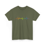 Heartbeat Pride LGBTQ Ally T-Shirt - Military Green