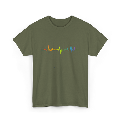 Heartbeat Pride LGBTQ Ally T-Shirt - Military Green