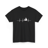 Heartbeat Sailing Sailboat T-Shirt - Black