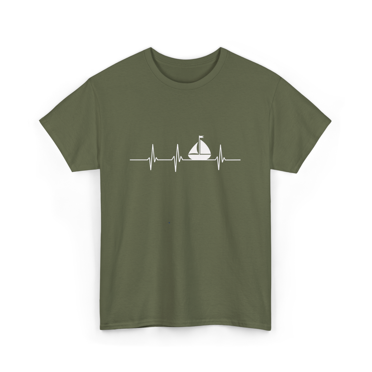 Heartbeat Sailing Sailboat T-Shirt - Military Green