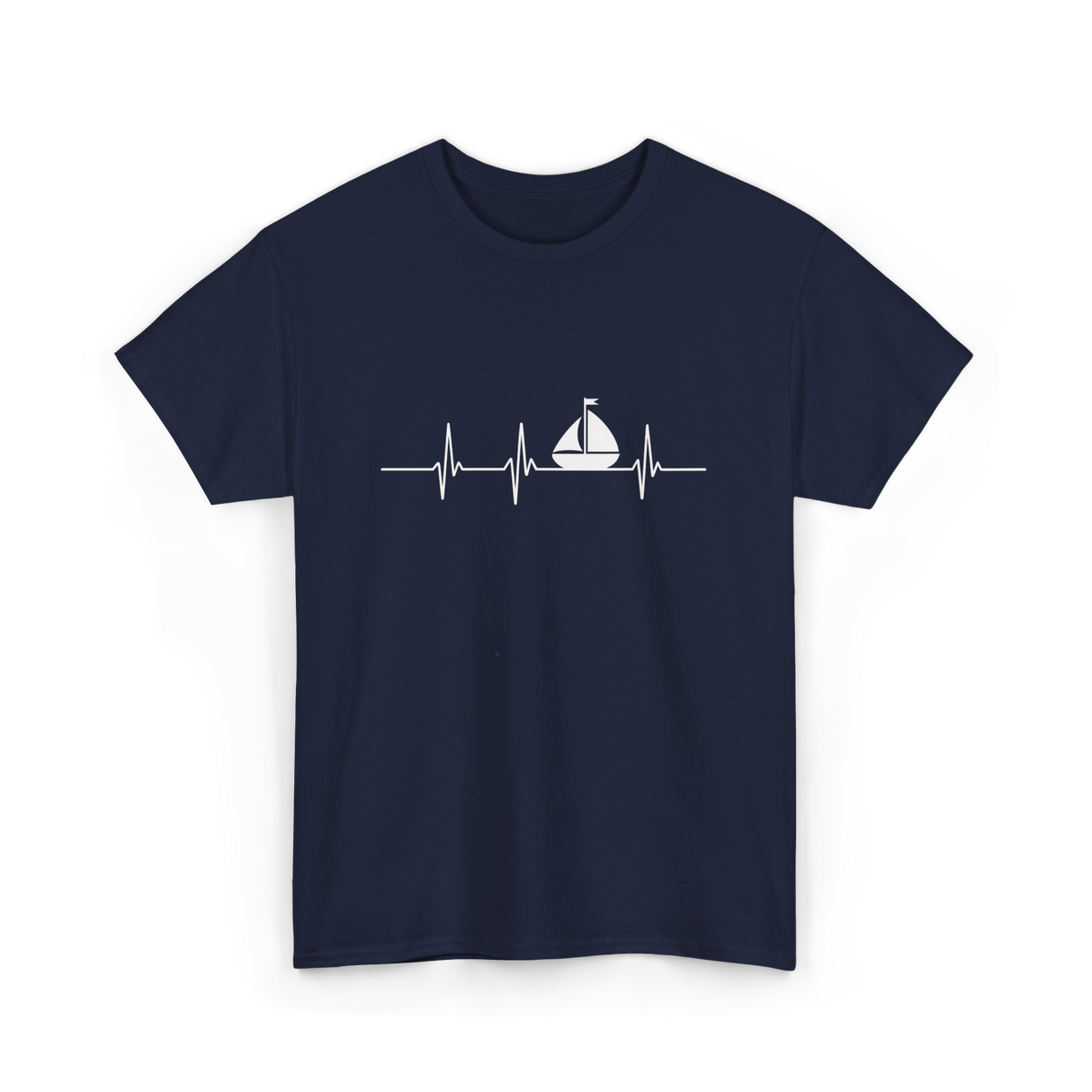 Heartbeat Sailing Sailboat T-Shirt - Navy