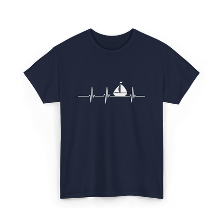 Heartbeat Sailing Sailboat T-Shirt - Navy