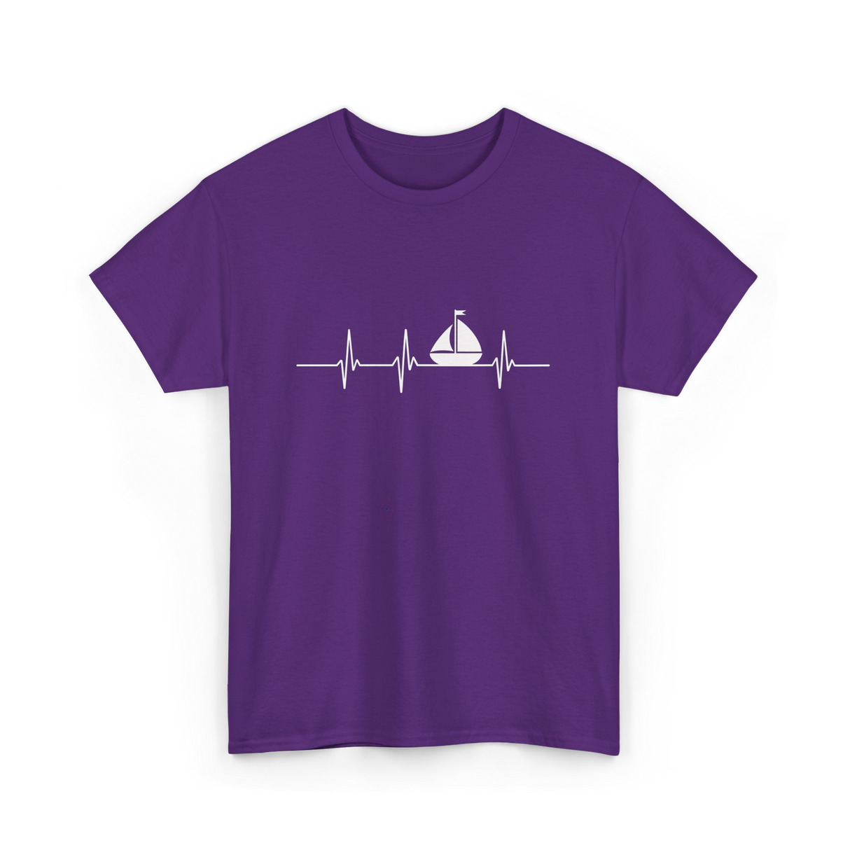 Heartbeat Sailing Sailboat T-Shirt - Purple