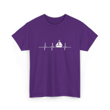 Heartbeat Sailing Sailboat T-Shirt - Purple