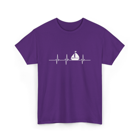 Heartbeat Sailing Sailboat T-Shirt - Purple