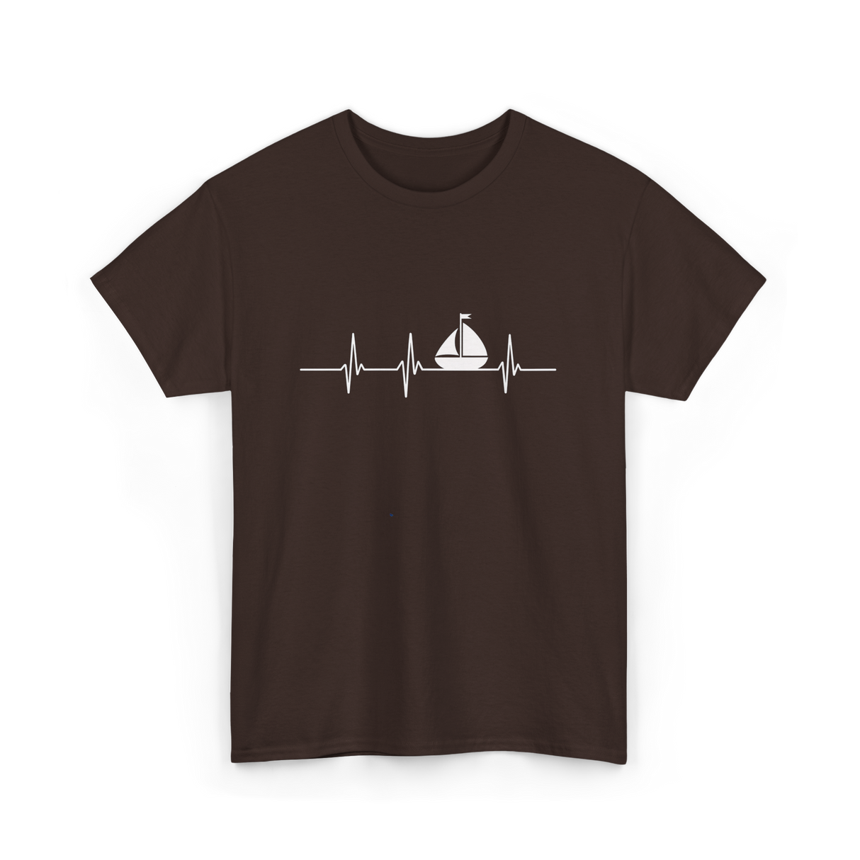 Heartbeat Sailing Sailboat T-Shirt - Dark Chocolate