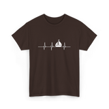 Heartbeat Sailing Sailboat T-Shirt - Dark Chocolate