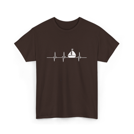 Heartbeat Sailing Sailboat T-Shirt - Dark Chocolate