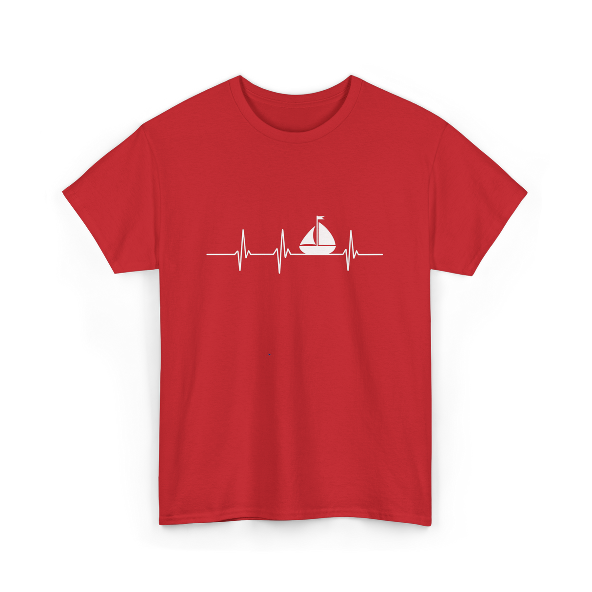 Heartbeat Sailing Sailboat T-Shirt - Red