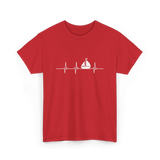 Heartbeat Sailing Sailboat T-Shirt - Red