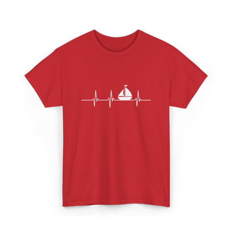 Heartbeat Sailing Sailboat T-Shirt - Red