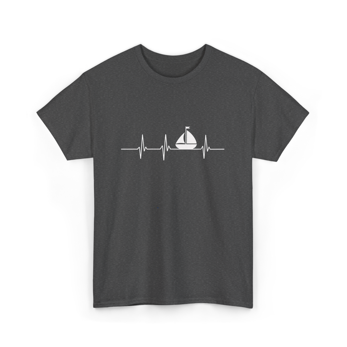 Heartbeat Sailing Sailboat T-Shirt - Dark Heather