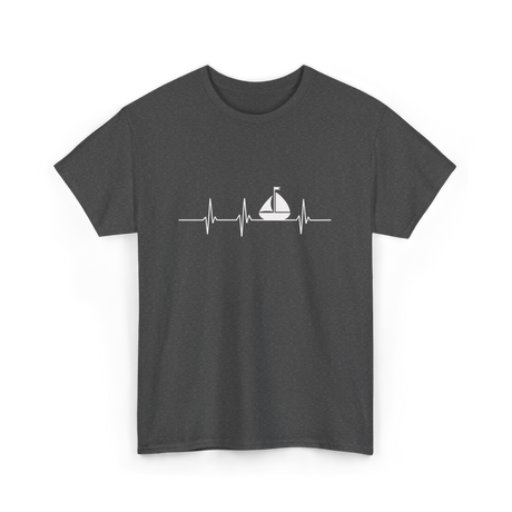 Heartbeat Sailing Sailboat T-Shirt - Dark Heather