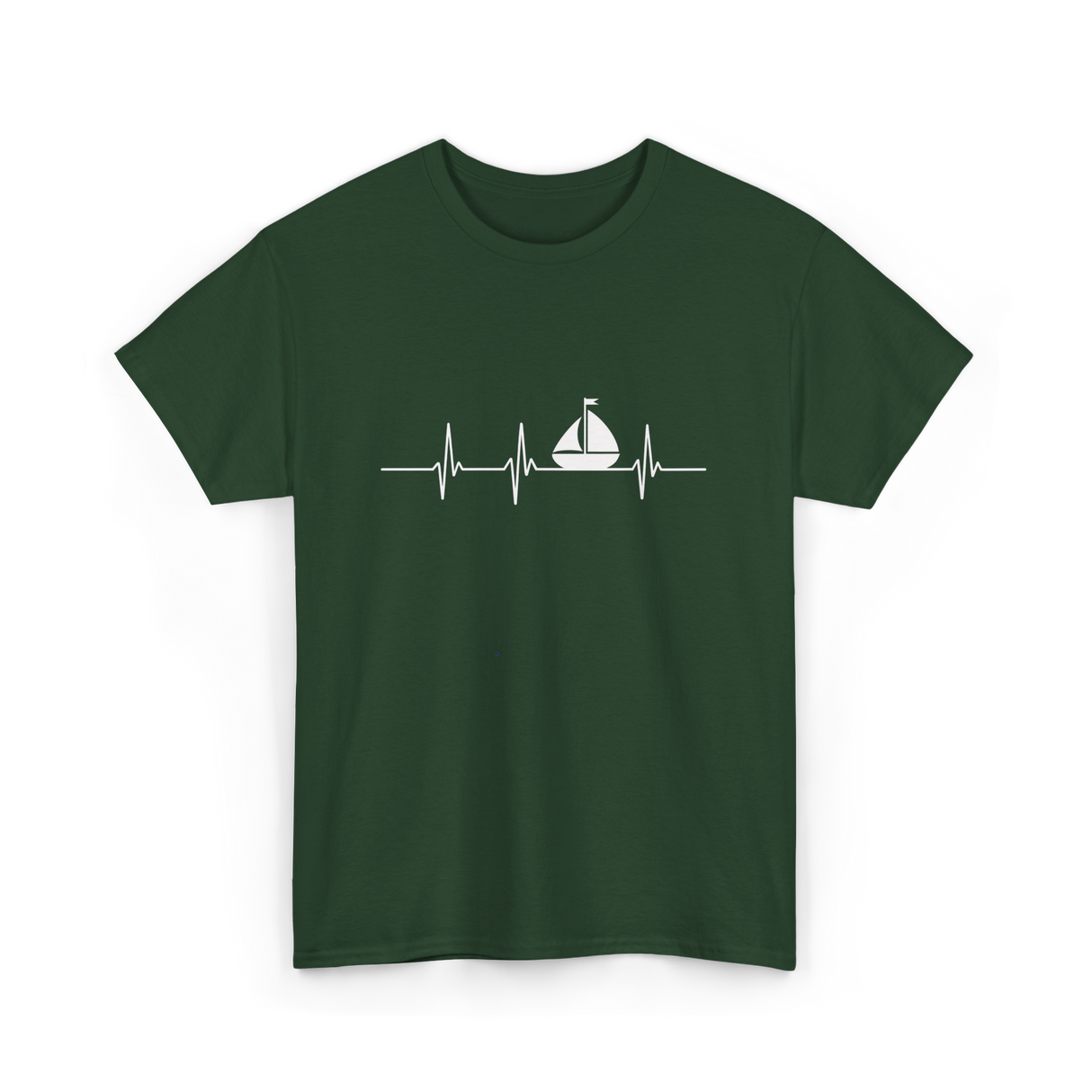 Heartbeat Sailing Sailboat T-Shirt - Forest Green