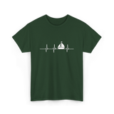 Heartbeat Sailing Sailboat T-Shirt - Forest Green