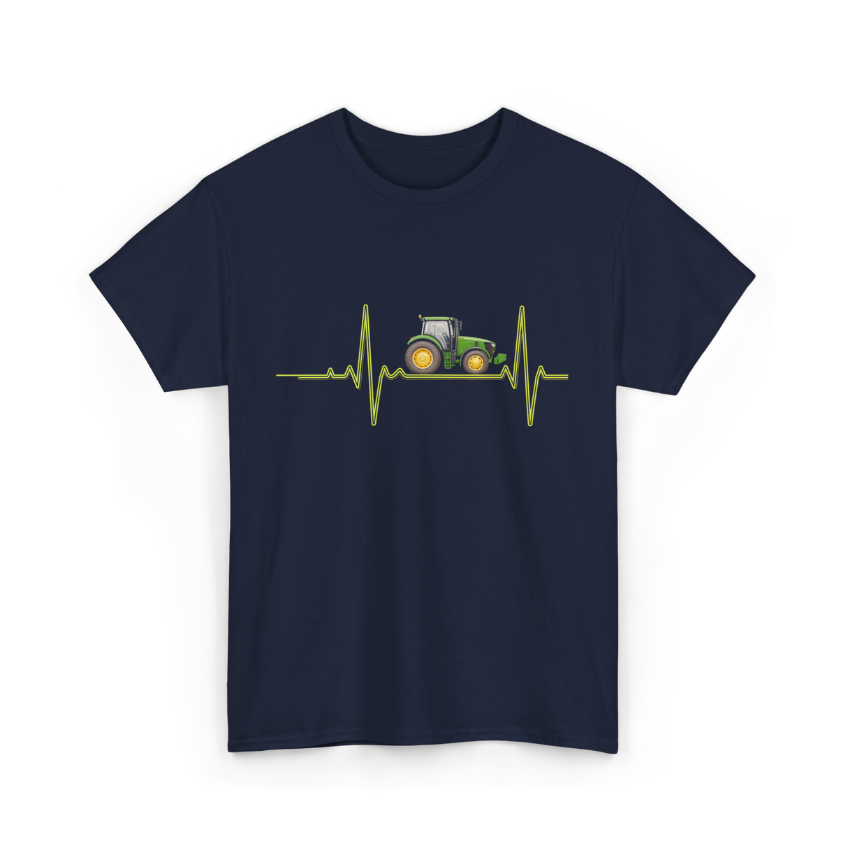 Heartbeat Tractor Farming T-Shirt - Navy