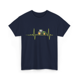 Heartbeat Tractor Farming T-Shirt - Navy