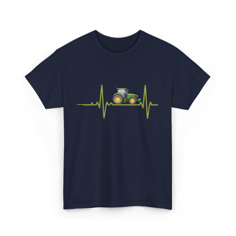 Heartbeat Tractor Farming T-Shirt - Navy