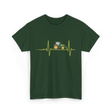 Heartbeat Tractor Farming T-Shirt - Forest Green