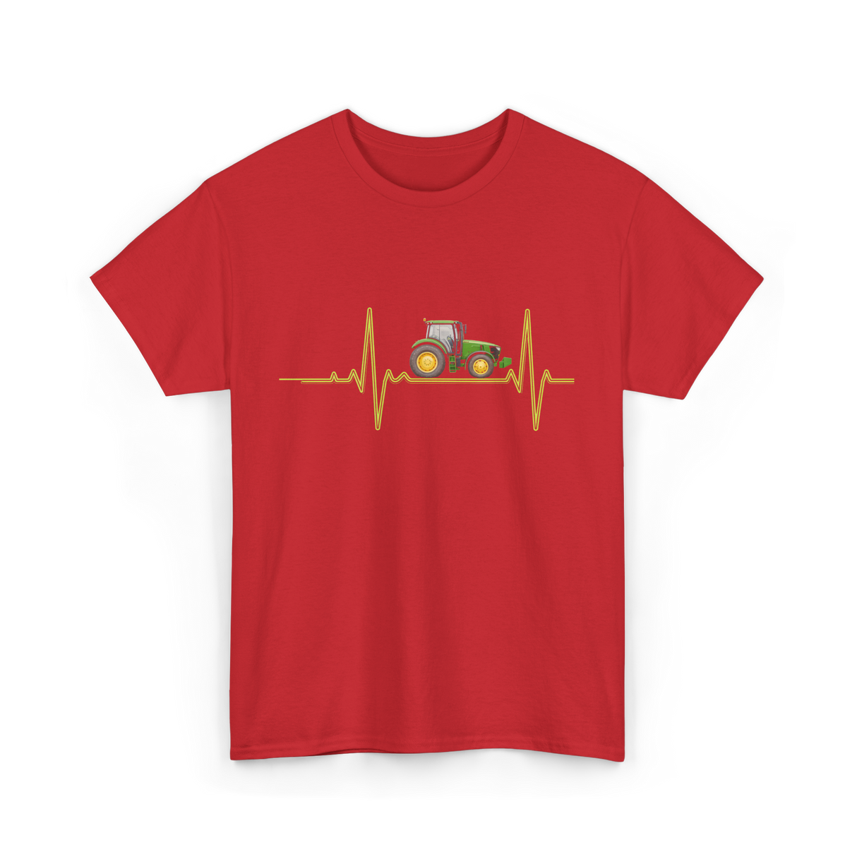 Heartbeat Tractor Farming T-Shirt - Red