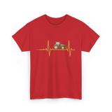 Heartbeat Tractor Farming T-Shirt - Red