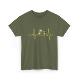 Heartbeat Tractor Farming T-Shirt - Military Green