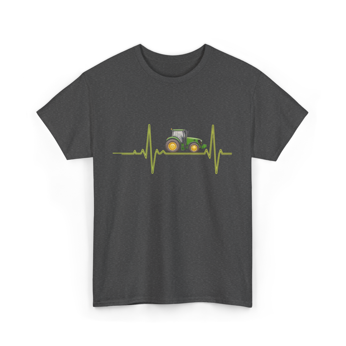 Heartbeat Tractor Farming T-Shirt - Dark Heather