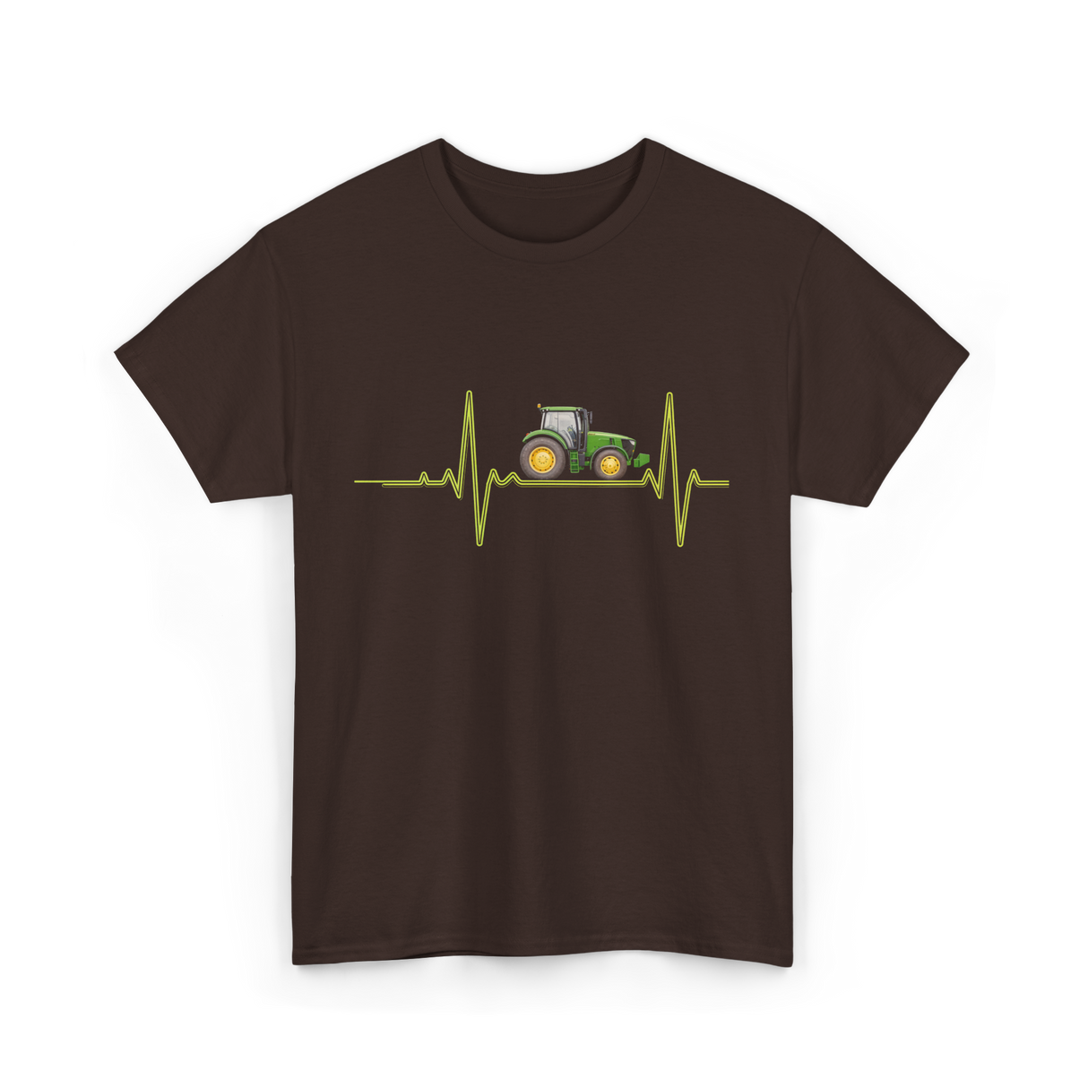 Heartbeat Tractor Farming T-Shirt - Dark Chocolate