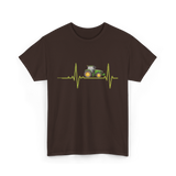 Heartbeat Tractor Farming T-Shirt - Dark Chocolate