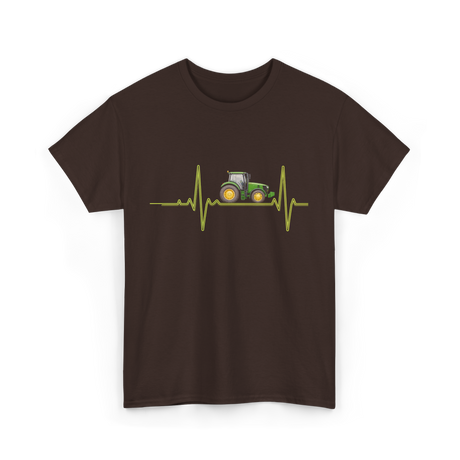 Heartbeat Tractor Farming T-Shirt - Dark Chocolate