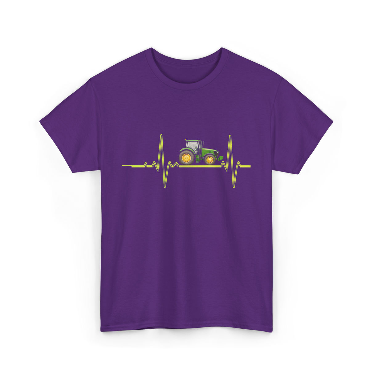 Heartbeat Tractor Farming T-Shirt - Purple