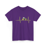 Heartbeat Tractor Farming T-Shirt - Purple