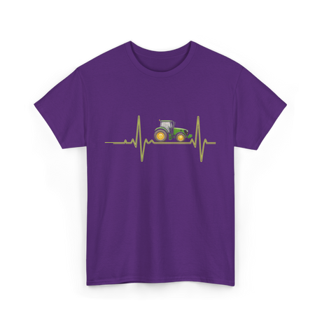 Heartbeat Tractor Farming T-Shirt - Purple