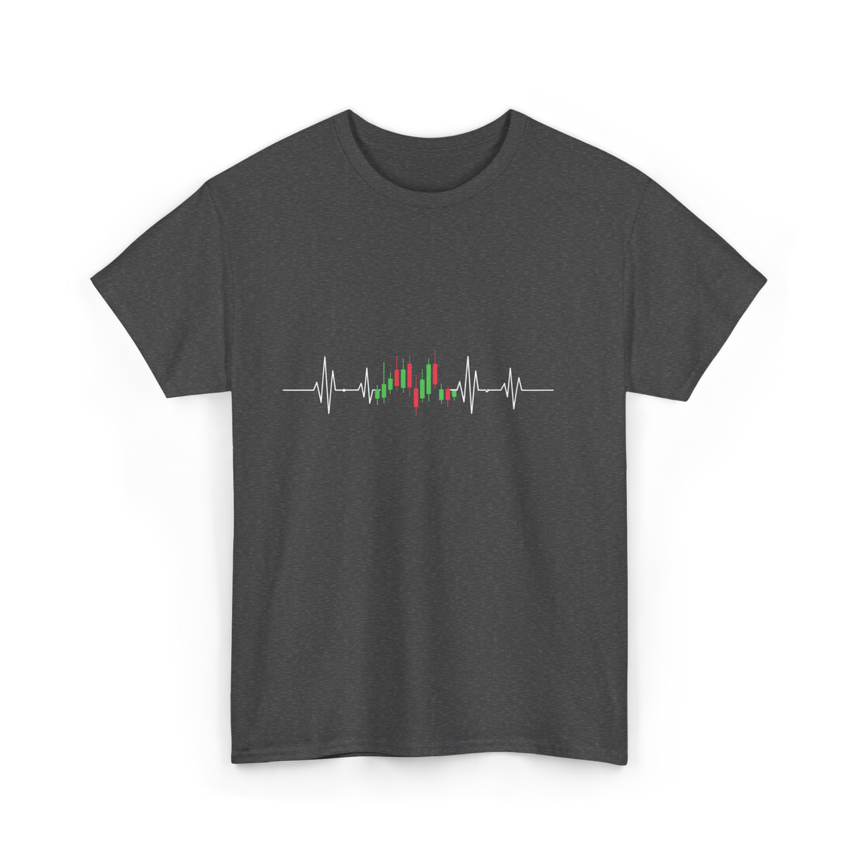 Heartbeat Trading Candlestick T-Shirt - Dark Heather