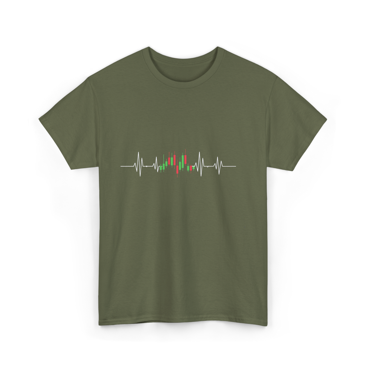 Heartbeat Trading Candlestick T-Shirt - Military Green