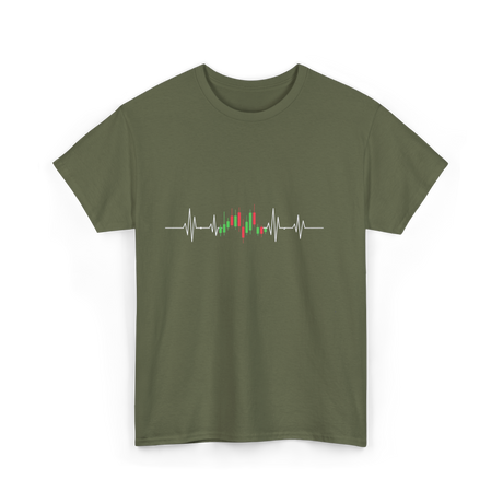 Heartbeat Trading Candlestick T-Shirt - Military Green