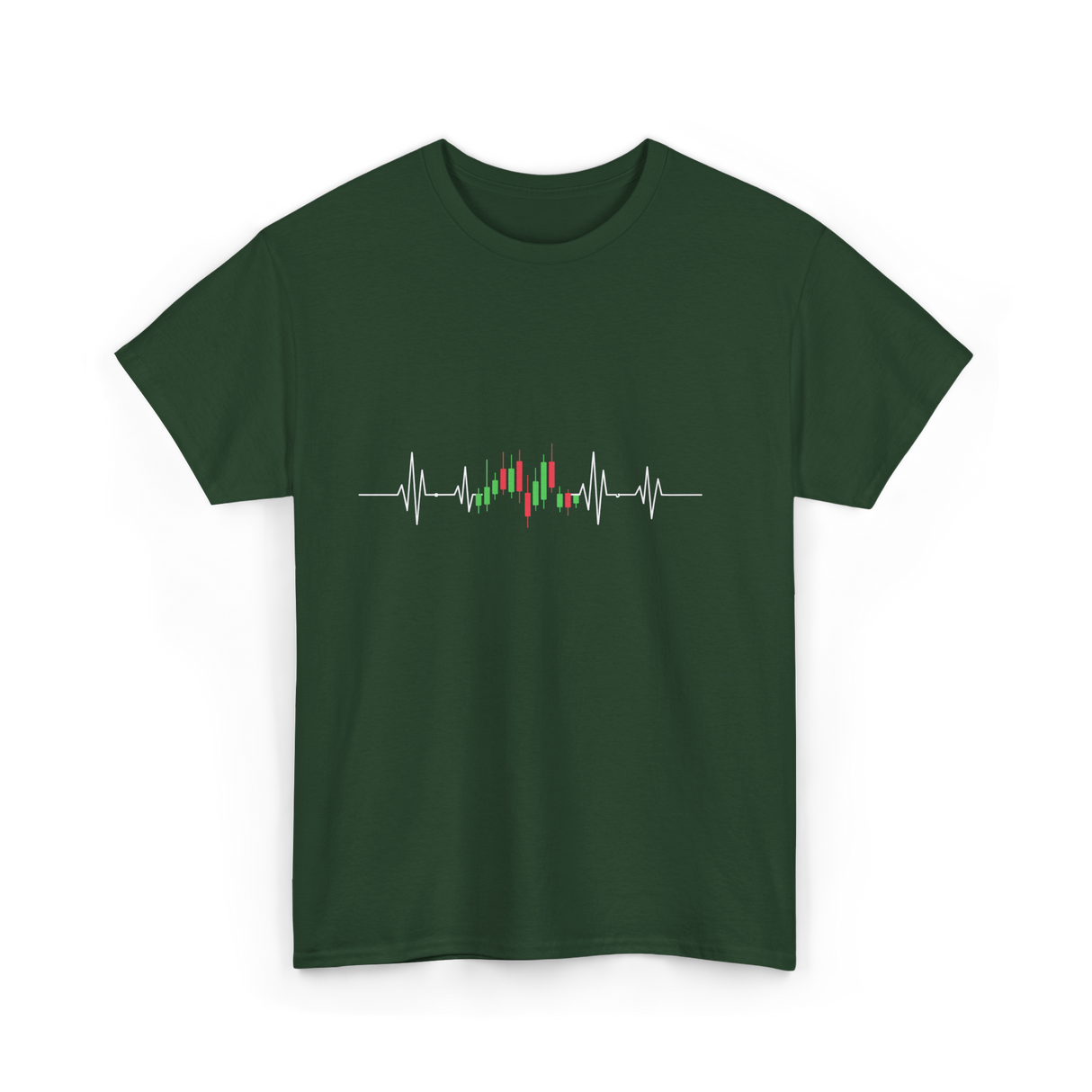 Heartbeat Trading Candlestick T-Shirt - Forest Green