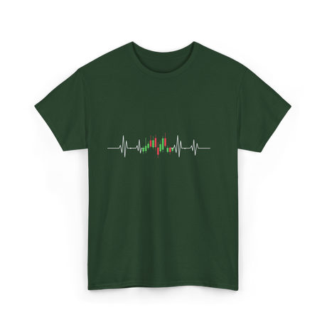 Heartbeat Trading Candlestick T-Shirt - Forest Green