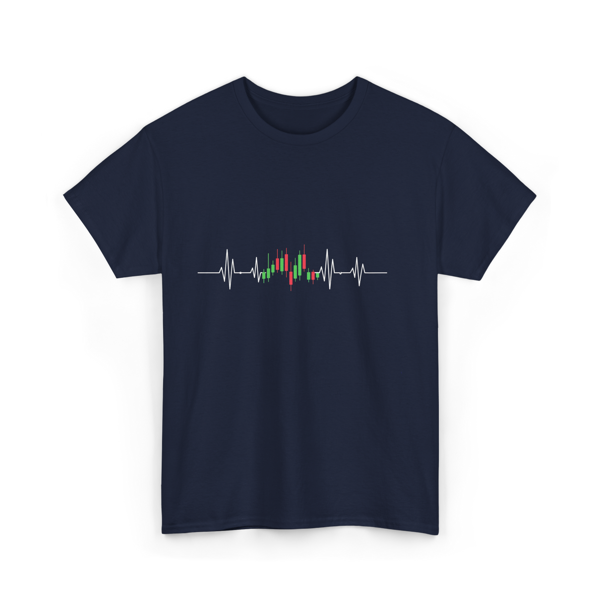 Heartbeat Trading Candlestick T-Shirt - Navy