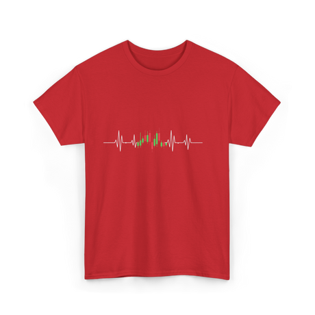 Heartbeat Trading Candlestick T-Shirt - Red