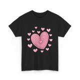 Hearts Kids Valentines Day Love T-Shirt - Black