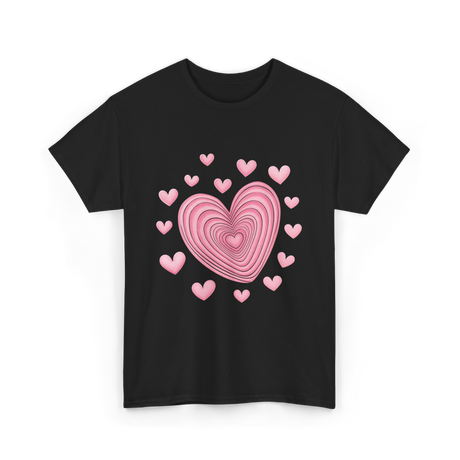 Hearts Kids Valentines Day Love T-Shirt - Black