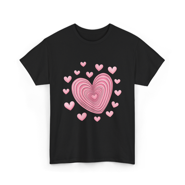 Hearts Kids Valentines Day Love T-Shirt - Black