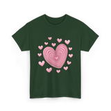 Hearts Kids Valentines Day Love T-Shirt - Forest Green