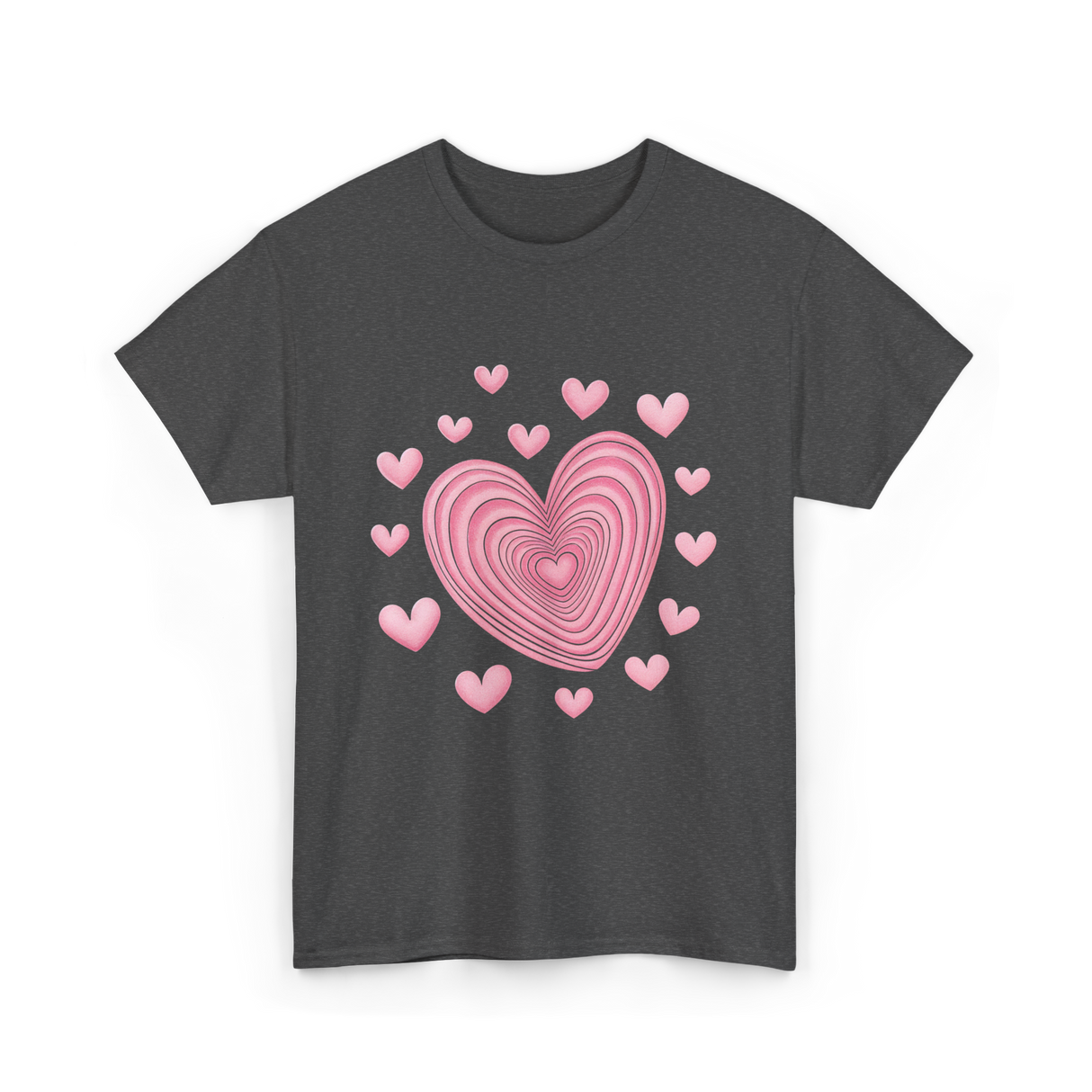 Hearts Kids Valentines Day Love T-Shirt - Dark Heather