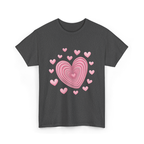 Hearts Kids Valentines Day Love T-Shirt - Dark Heather