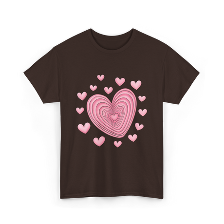 Hearts Kids Valentines Day Love T-Shirt - Dark Chocolate